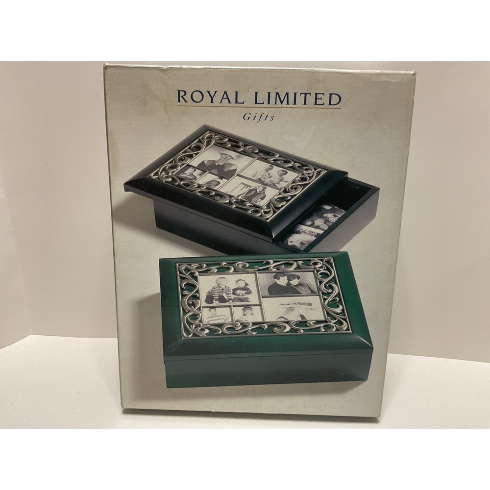 Royal Limited Wood Collage Box 5 Opening Photo Frame Lid Black Silver 84780K